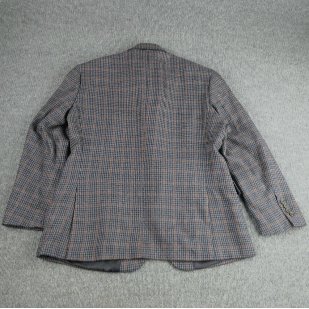 Stafford Sport Coat Men 44S Short Merino Wool Houndstooth Plaid Blazer Classic